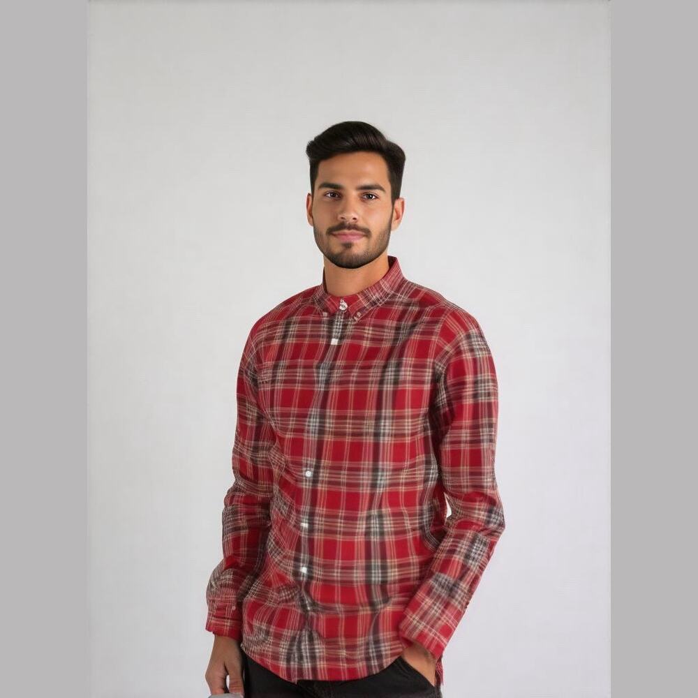 J. Crew Factory Mens Shirt S Red Navy Plaid Slim Green Yellow Preppy Fit Button‎